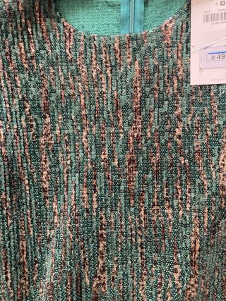 Vestido lentejuelas verde y dorado Zara Talla M