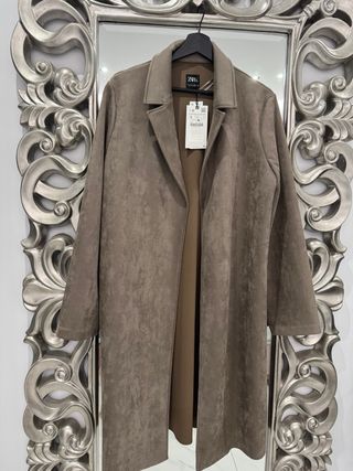 Abrigo Zara Mujer Beige/Marrón Talla L