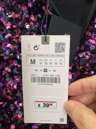 Vestido lentejuelas Zara morado rosa Talla M