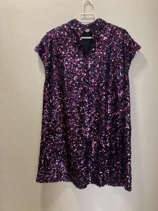 Vestido lentejuelas Zara morado rosa Talla M