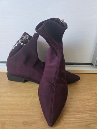 Botines Zara Tela Burdeos Talla 38