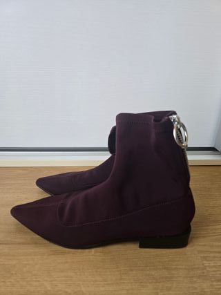 Botines Zara Tela Burdeos Talla 38