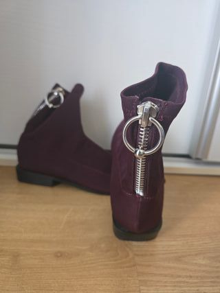 Botines Zara Tela Burdeos Talla 38