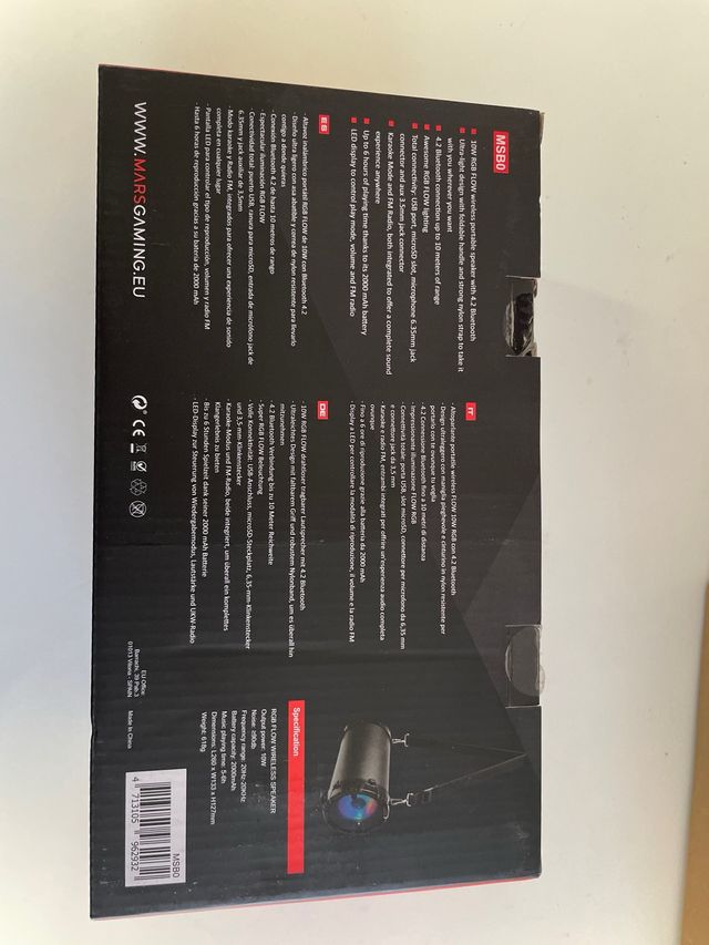 Altavoz Bluetooth Mars Gaming MSB0 RGB