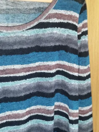 Warm Striped Tunic Dress with Pockets by Tono