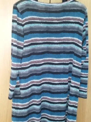 Warm Striped Tunic Dress with Pockets by Tono