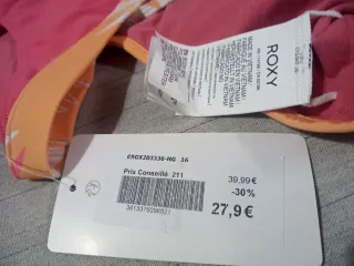 Bikini RIXY rosa y naranja, talla 16, nuevo.