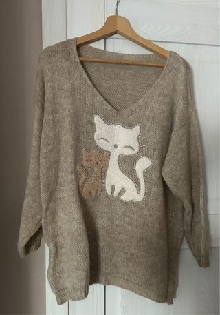 Jersey punto gatitos invierno talla única