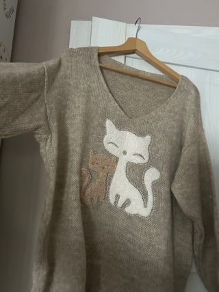 Jersey punto gatitos invierno talla única