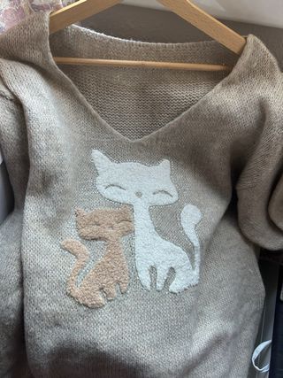 Jersey punto gatitos invierno talla única