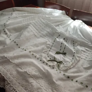 Enagua Fallera Adulta Blanca y Verde