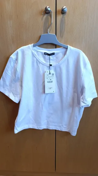 Camiseta corta Zara Blanca Talla L