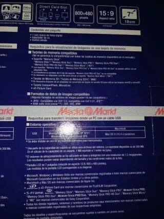Marco fotos digital Sony 7 DPF-D70