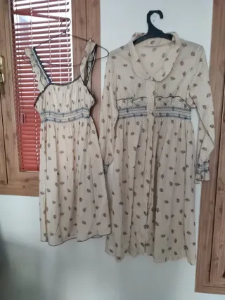 Conjunto bata y camisón bordado nido abeja