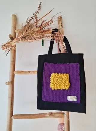 Totebag textil telar alto lizo morado