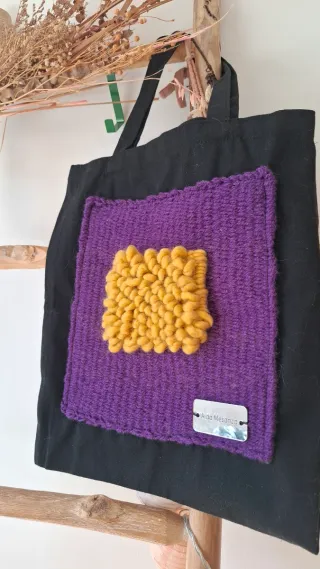 Totebag textil telar alto lizo morado