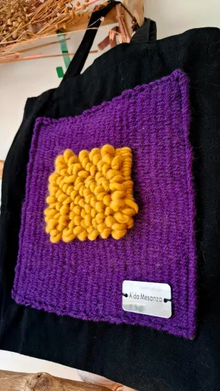 Totebag textil telar alto lizo morado