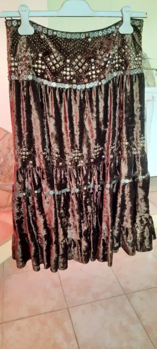 Gonna Luisa Spagnoli Tg 46 Marrone/Oro