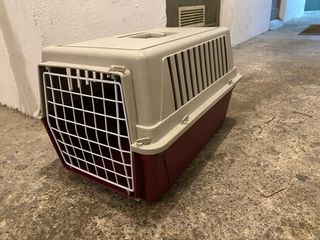 Trasportino per gatti beige e rosso