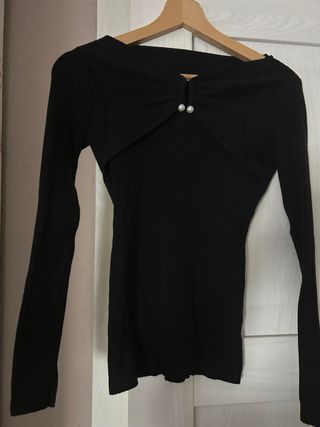 Jersey invierno negro punto perlas talla única