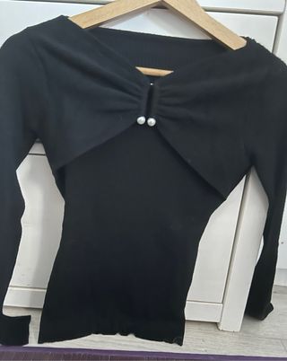 Jersey invierno negro punto perlas talla única
