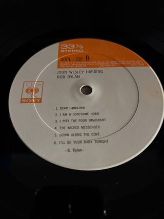 Bob Dylan John Wesley Harding LP Japón