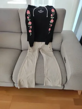 Conjunto Hollister niña sudadera y pantalón  mango