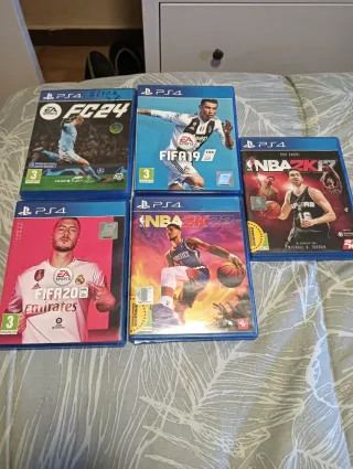 Lote 5 Juegos PS4: FC 24, FIFA 19, 20, NBA 2K17, 2
