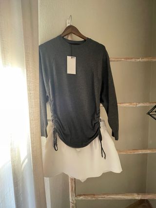 Jersey Zara gris fruncido talla M