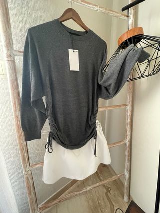 Jersey Zara gris fruncido talla M
