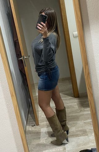 Jersey Zara gris fruncido talla M