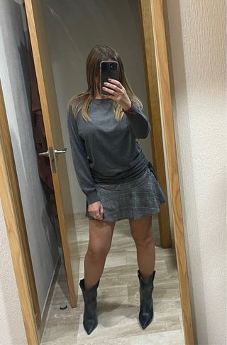 Jersey Zara gris fruncido talla M
