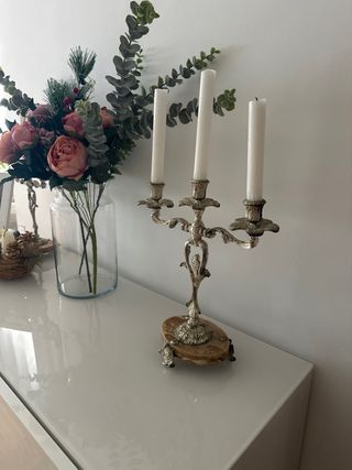 Pareja Candelabros antiguos vintage plata