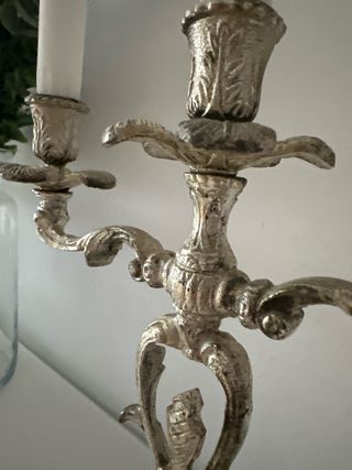 Pareja Candelabros antiguos vintage plata