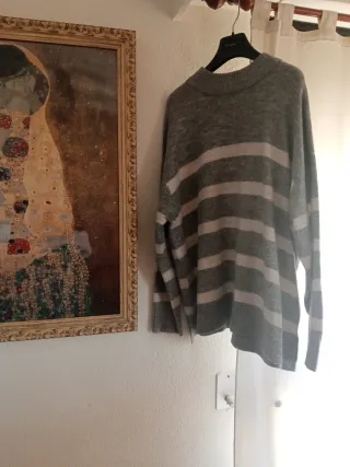 Jersey de mujer rayas gris y blanco