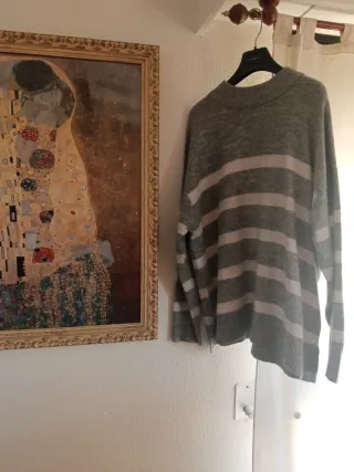 Jersey de mujer rayas gris y blanco