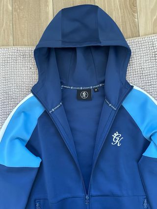 Felpa con cappuccio Gym King blu e bianca