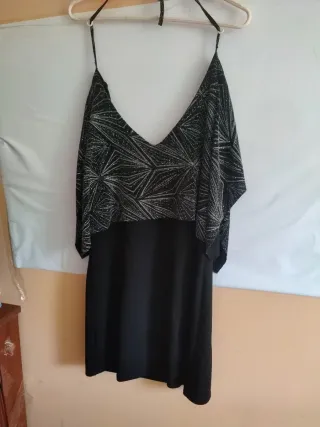 Vestido fiesta negro y plateado