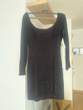 Vestido negro fiesta abertura delante