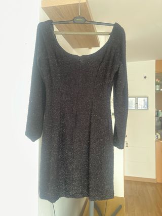 Vestido negro fiesta abertura delante