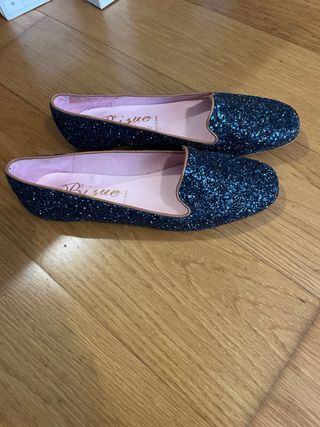 Bailarinas Bissue Azul Glitter Talla 39