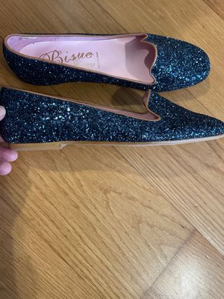 Bailarinas Bissue Azul Glitter Talla 39