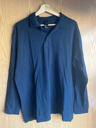 Polo manga larga azul