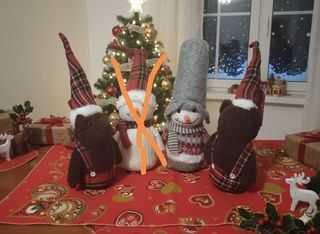 Pupazzetti fermaporta natalizi in tessuto