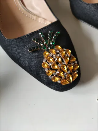 Zapatos Zara Tacón Piña Dorada