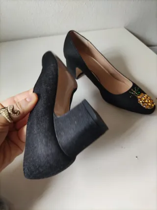 Zapatos Zara Tacón Piña Dorada