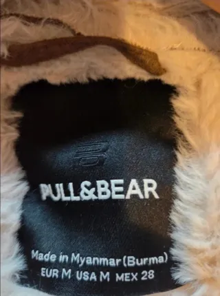 Cazadora Biker Piel Bershka Mujer Marrón