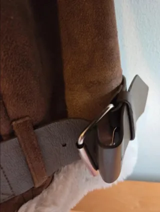 Cazadora Biker Piel Bershka Mujer Marrón