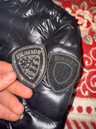 Blauer Piumino da donna con patch glitter