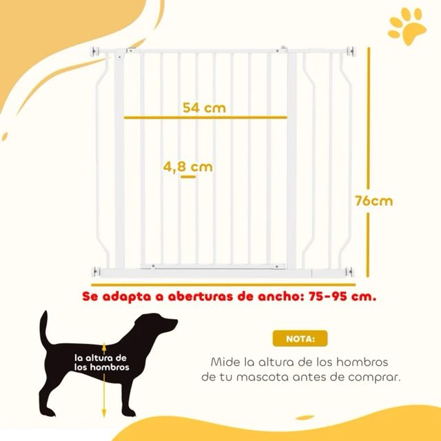 Porta de Segurança para Cães 75-95cm Branca
